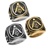 Rings Men's Oval Freemason Free Mason Silver color Gold color Templar Masonic Ring Men's Jewelry|Rings| Ancient Treasures Ancientreasures Viking Odin Thor Mjolnir Celtic Ancient Egypt Norse Norse Mythology