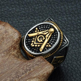 Rings Men's Oval Freemason Free Mason Silver color Gold color Templar Masonic Ring Men's Jewelry|Rings| Ancient Treasures Ancientreasures Viking Odin Thor Mjolnir Celtic Ancient Egypt Norse Norse Mythology