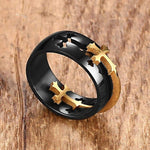 Rings NEWBUY Fashion Black/Gold Color Stainless Steel Cross Ring For Men Rotatable Punk Ring Male Party Jewelry|Rings| Ancient Treasures Ancientreasures Viking Odin Thor Mjolnir Celtic Ancient Egypt Norse Norse Mythology