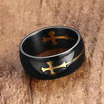 Rings NEWBUY Fashion Black/Gold Color Stainless Steel Cross Ring For Men Rotatable Punk Ring Male Party Jewelry|Rings| Ancient Treasures Ancientreasures Viking Odin Thor Mjolnir Celtic Ancient Egypt Norse Norse Mythology