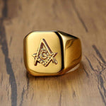 Rings Vnox Gold Tone Men's Masonic Compass Square Free Mason Ring High Polished Stainless Steel Big Male Ring Party Cool Jewelry|Rings| Ancient Treasures Ancientreasures Viking Odin Thor Mjolnir Celtic Ancient Egypt Norse Norse Mythology