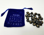 Runes & Stones~Black Agate Set Healing 25 pc with Velvet Bag
