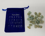 Runes & Stones~Green Aventurine Rune Set Healing 25 pc with Velvet Bag