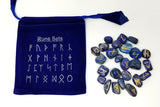 Runes & Stones~Lapis Stone Rune Set Healing 25 pc with Velvet Bag