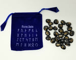 Runes & Stones~Black Agate Set Healing 25 pc with Velvet Bag