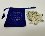 Runes & Stones~Natural Tree Agate Rune Set Healing 25 pieces with Velvet Bag