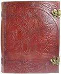 Witchcraft~TREE OF LIFE LEATHER BLANK BOOK w/ LATCHES 360 Pg. Handcrafted 10" x 13" JOURNAL