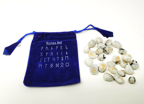 Runes & Stones~Rainbow Moon Set Healing 25 pc with Velvet Bag