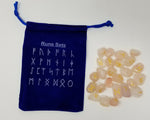 Runes & Stones~Rose Quartz Stone Rune Set Healing 25 pc with Velvet Bag