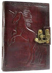 Witchcraft~UNICORN LEATHER BLANK BOOK w/LATCH Unlined HANDCRAFTED - 280 pgs. JOURNAL