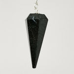 Magicun Stone~Black Agate Pendulum 1.75"L with Chain, Faceted (Natural Crystal Stone)