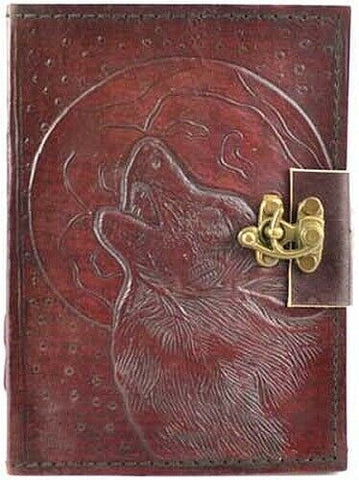 Witchcraft~WOLF MOON LEATHER BLANK BOOK - 10" x 13" - JOURNAL