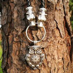 New Magicun Viking~smybol owl pendant Braided Leather necklace knot Mammen Style Norse Viking pagan Jewelry 1pc