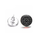 Stud Earrings Style 11 Viking Vegvisir Compass Runic Stud Earrings Ancient Treasures Ancientreasures Viking Odin Thor Mjolnir Celtic Ancient Egypt Norse Norse Mythology