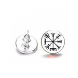 Stud Earrings Style 13 Viking Vegvisir Compass Runic Stud Earrings Ancient Treasures Ancientreasures Viking Odin Thor Mjolnir Celtic Ancient Egypt Norse Norse Mythology