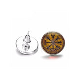 Stud Earrings Style 15 Viking Vegvisir Compass Runic Stud Earrings Ancient Treasures Ancientreasures Viking Odin Thor Mjolnir Celtic Ancient Egypt Norse Norse Mythology