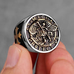 Templar 7 / R062A-Gold Archangel Michael Protection Stainless Steel Ring