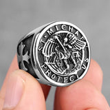 Templar 7 / R062A-Silver Archangel Michael Protection Stainless Steel Ring