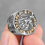 Templar 7 / R062B-Gold Archangel Michael Protection Stainless Steel Ring