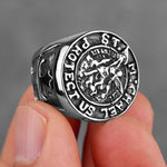 Templar 7 / R062B-Silver Archangel Michael Protection Stainless Steel Ring