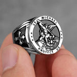 Templar 7 / R062C-Silver Archangel Michael Protection Stainless Steel Ring