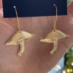 the golden shiitake mushroom earrings ravenstone earrings nickel free jewelry