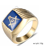 Masonic Ring Free Mason Stainless Steel Freemasonry Ring Freemason Gold For Men Ag Jewelry Punk Blue Enamel Quality Size 8-13 - Rings