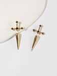 Gothic Kinitial Sword Earrings Vintage Cool Punk Crystal Ear Jacket Goth Dagger Earrings Jewelry Gift For Women - Stud Earrings