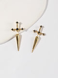 Gothic Kinitial Sword Earrings Vintage Cool Punk Crystal Ear Jacket Goth Dagger Earrings Jewelry Gift For Women - Stud Earrings