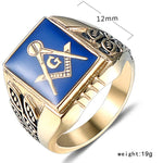 Masonic Ring Free Mason Stainless Steel Freemasonry Ring Freemason Gold For Men Ag Jewelry Punk Blue Enamel Quality Size 8-13 - Rings