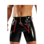 Sexy Lingerie Gay Men Faux Leather Lace Up Pants New Hot Black Mens Latex Pvc Bondage Open Cortch Shorts Gothic Fetish - Exotic Pants