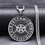 Witch Triple Moon Goddess Hecate Necklace for Women Men Stainless Steel Greek Mythology Chain Necklace Jewelry