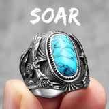 Gemstones Trendy Turquoise Men Rings Eagle Rock Punk