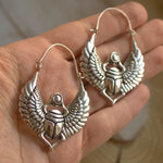 Egyptian Vintage Creative Designs Sacred Wings Scarab Beetle Large Pendant Hoops Earrings For Women Fashion Gypsy Tribal Jewelry