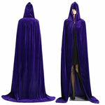 Adult Halloween Velvet Cloak Cape Hooded Medieval Costume Witch Wicca Vampire Men Women Scary Costumes