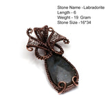 Genuine Labradorite Jasper Agate Turquoise Rutile Ruby Lapis Rhodonite Moonstone Pendant Copper Wire-wrap