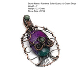 Genuine Labradorite Jasper Agate Turquoise Rutile Ruby Lapis Rhodonite Moonstone Pendant Copper Wire-wrap