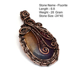 Genuine Labradorite Jasper Agate Turquoise Rutile Ruby Lapis Rhodonite Moonstone Pendant Copper Wire-wrap