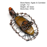 Genuine Labradorite Jasper Agate Turquoise Rutile Ruby Lapis Rhodonite Moonstone Pendant Copper Wire-wrap