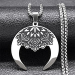 Witch Triple Moon Goddess Hecate Necklace for Women Men Stainless Steel Greek Mythology Chain Necklace Jewelry