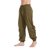 Adult Men Pirate Pants Vintage Medieval Renaissance Lounge Costume Loose Pants Viking Black Brown Trouser