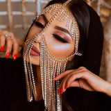 New Tassel Veil Masks Women Headwear Rhinestone Chains Face Mask Masquerade Dance Party Costume Sexy Face Accessories Jewelry
