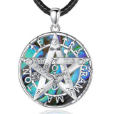 Tetragrammaton Pentagram Necklace Colorful shell Amulet Personality Pendant