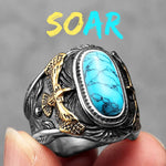 Gemstones Trendy Turquoise Men Rings Eagle Rock Punk