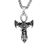 Vintage Egyptian Patronus Eye Of Horus Pendant Necklace Men Women Stainless Steel Cross Necklace Chain Amulet Jewelry Wholesale - Necklace