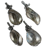 Labradorite Stone Pendant Necklace for Unisex, Handmade Wire Wrapped Irregular Jewelry for Healing