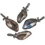 Labradorite Stone Pendant Necklace for Unisex, Handmade Wire Wrapped Irregular Jewelry for Healing