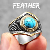 Gemstones Trendy Turquoise Men Rings Eagle Rock Punk