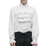 Men medieval Gothic Shirt Larp Viking Vintage Bridegroom Cosplay Costume Top Princes white Shirt Stage perfoming outfit
