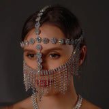 New Tassel Veil Masks Women Headwear Rhinestone Chains Face Mask Masquerade Dance Party Costume Sexy Face Accessories Jewelry